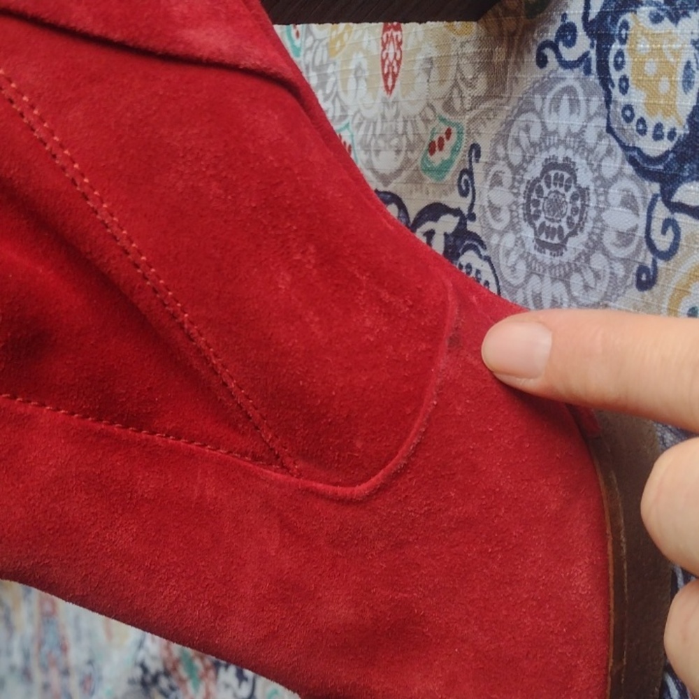 Paul Green Red Suede Ankle Boots - Picture 4 of 10